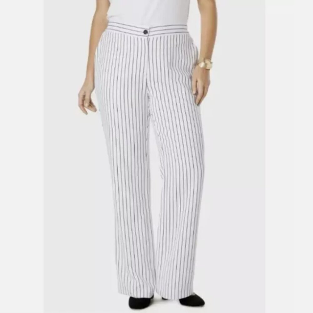 Jessica London Striped Bi-Stretch Pants 12W Tall - Picture 2 of 10